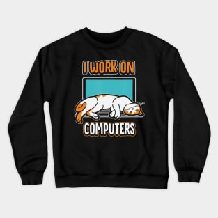 Funny Cats and Computers Halloween Kitty for pet lovers Crewneck Sweatshirt